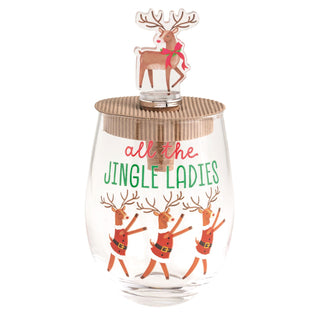 Jingle Ladies Wine Glass & Stopper Set