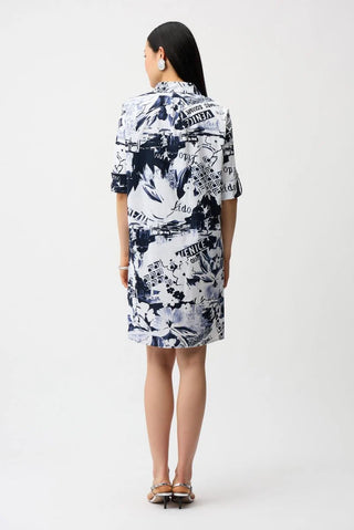 Stretch Poplin Conversational Print Shirt Dress